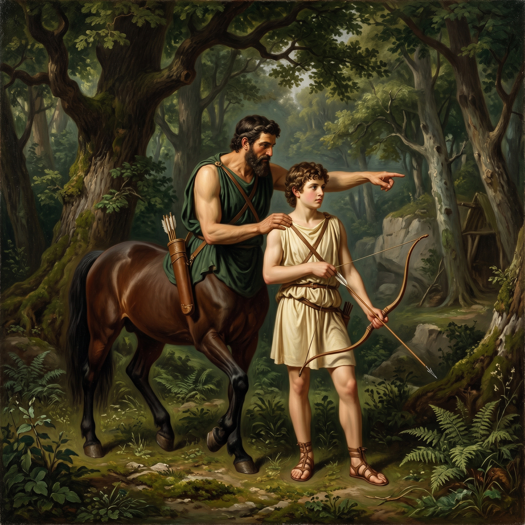 in-a-deep-forest-the-centaur-chiron-is-teaching-a-tee